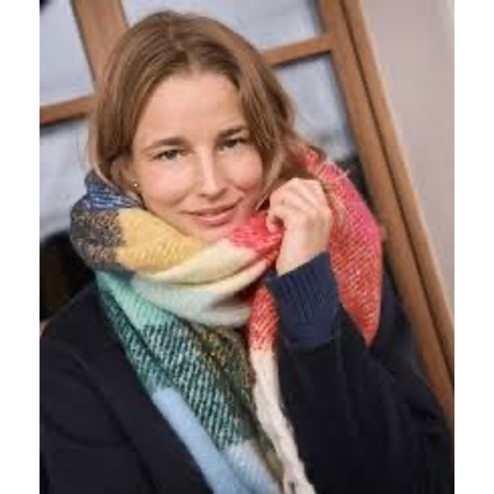 Marine Layer Blanket Scarf Multi-Plaid Colorful - Picture 3 of 7